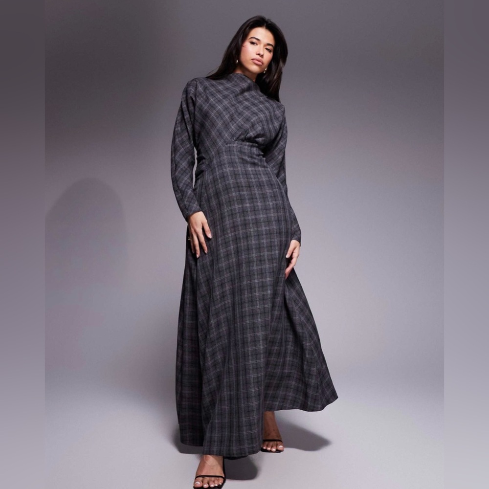 Elegant Plaid Maxi Dress
